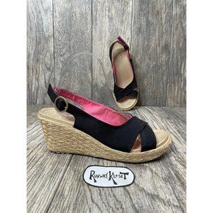 CROCS Womens Wedge Sandals Canvas Criss Cross Sling Back Espadrille Size 8